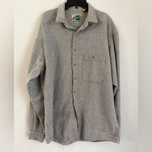 VTG Johnny Cotton Button Up Shirt Plaid Checkered Long Sleeve USA Made Mens Lg